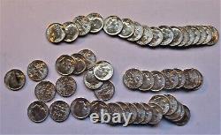 1955-s Roosevelt Dime Full Roll Of 50. Choice Bu Uncirculated