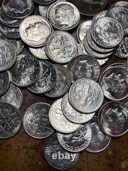 1955-s Roosevelt Dime Roll, Gem Bu! 50 Coins, 90% Silver