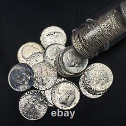 1956-P Brilliant Uncirculated Silver Roosevelt Dime Roll 50 Coins B
