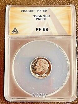 1956 Proof 10c PF69 Roosevelt Silver Dime ANACS Graded Certified New Slab