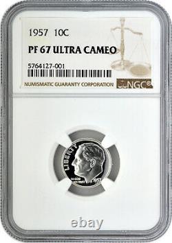 1957 10C Proof Silver Roosevelt Dime NGC PF 67 Ultra Cameo