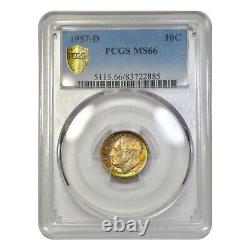 1957-D Roosevelt Dime PCGS MS66 Gorgeous Peripheral Rainbow Toning