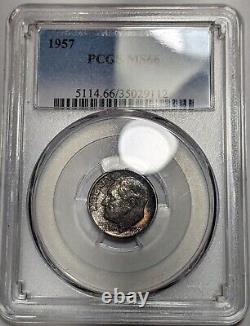 1957 P Roosevelt Silver Dime PCGS MS 66 Toned