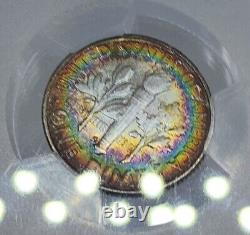 1958 D 10C Roosevelt Silver Dime PCGS MS67 Rainbow Toned Incredibe Coin