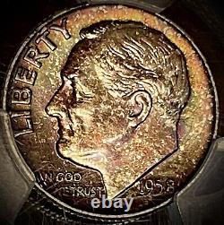 1958-D Roosevelt Dime graded MS65FB by PCGS Gem Rare Full Torch