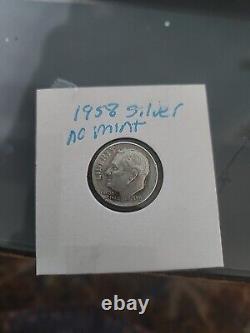 1958 roosevelt dime silver no mint mark