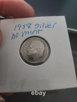 1958 roosevelt dime silver no mint mark