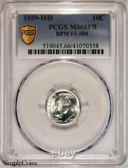 1959-D/D RPM FS-504 Roosevelt Silver Dime PCGS MS66FB TRUEVIEW US Coin #0358