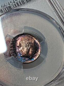 1959 Roosevelt Silver Gold SHIELD PCGS MS66 Stunning Toning