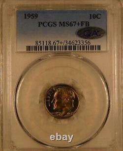 1959 Silver Roosevelt Dime Certified PCGS Superb GEM MS67+ FB Full Torch/Band PQ