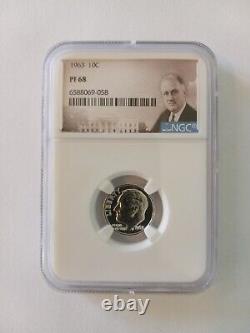 1960 1964 10c Silver Roosevelt Dime NGC PF68 Five Coin Lot, Portrait Label