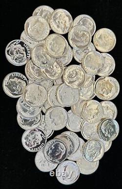 1960-1964 Gem Proof Roosevelt Silver Dimes Full Tube (50) $5 Face