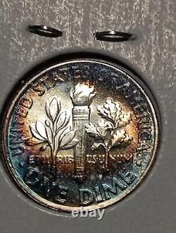 1960 Roosevelt Dime Rainbow Toning Bu Choice Full Bands