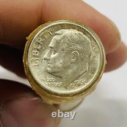 1960 Roosevelt Silver Dime BU/UNC Roll-50 Coins