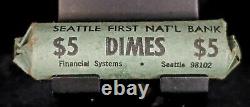 1961 Full Roll Of Silver Roosevelt Dimes, In A Seattle 1st National Bank Roll