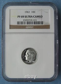 1961 Proof Roosevelt Dime NGC Graded PF 68 Ultra Cameo (10C pr68)