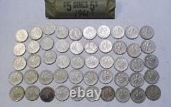 1961 US Dimes, 90% Silver Roll of 50