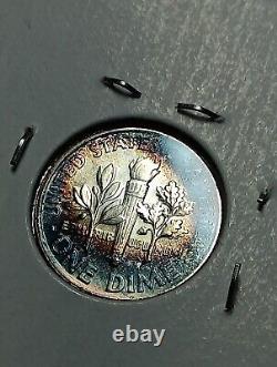 1962 -Roosevelt Dime Full Bands Stunning Rainbow Toning Bu Choice