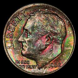 1962 Roosevelt Dime PCGS MS66 Immaculate Rainbow Toning