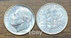 1962 Truly Original ROLL 50 COINS BU 90% Silver Roosevelt Dimes Deep Toned Ends
