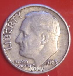 1963 D Roosevelt Silver Dime With Errors