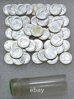 1963 P Roosevelt Silver Dime Original Gem BU roll 50 coins with end coin #J579J