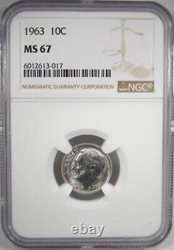 1963-P Silver Roosevelt Dime NGC MS67 Coin AJ129