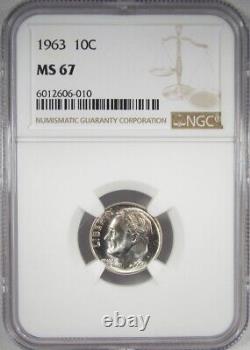 1963-P Silver Roosevelt Dime NGC MS67 Coin AJ178