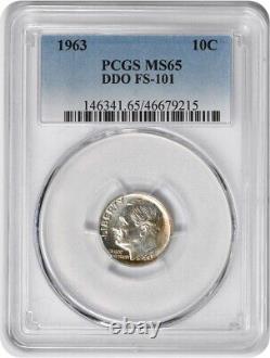 1963 Roosevelt Silver Dime DDO FS-101 MS65 PCGS