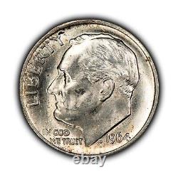 1964 10c Silver Roosevelt Dime PQ Dramatic Rainbow Toning BU Y5700