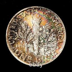 1964 10c Silver Roosevelt Dime PQ Dramatic Rainbow Toning BU Y5700