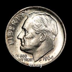 1964 10c Silver Roosevelt Dime PQ Dramatic Rainbow Toning BU Y5700