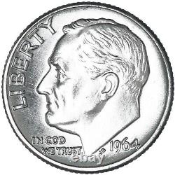 1964 D Roosevelt Dime 90% Silver BU Roll 50 US Mint Coin Lot