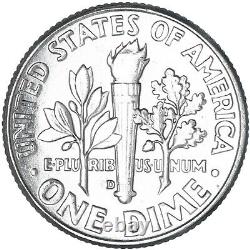 1964 D Roosevelt Dime 90% Silver BU Roll 50 US Mint Coin Lot