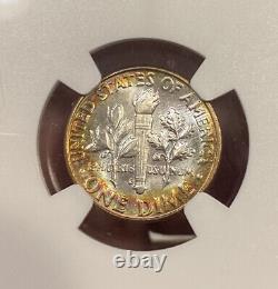 1964-D Roosevelt Dime, NGC MS67. Colorful Rainbow Toning