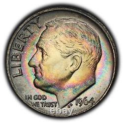 1964-D Roosevelt Dime PCGS MS66FB Lovely Obverse Rainbow Toning