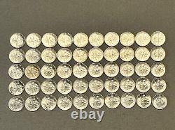 1964 D Roosevelt Silver Dimes BU UNCIRCULATED FULL ROLL Qty 50 ($5) Lot 12