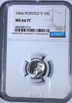 1964 P Ngc Ms66 Ft Silver Roosevelt Dime Pointed 9 10c 90% Silver Full Torch