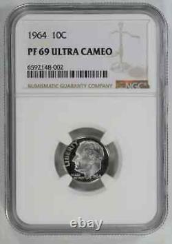 1964 Proof Roosevelt Dime 10c Ngc Certified Pf 69 Ultra Cameo (002)