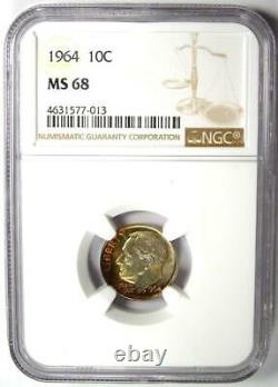 1964 Roosevelt Dime 10C Coin Certified NGC MS68 Rare Grade Top Pop 2/0