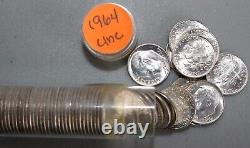 1964 Roosevelt Silver Dimes Roll of 50 10c US Coins Uncirculated Philadelphia