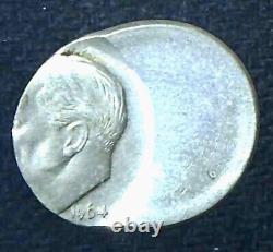 1964-d Roosevelt Silver Dime Struck 50% Off-center Error Bu Unc Mint Error