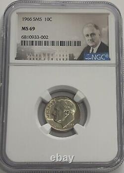 1966 Sms Ngc Ms69 Roosevelt Dime 10c Special Mint Set Uncirculated Portrait Lbl