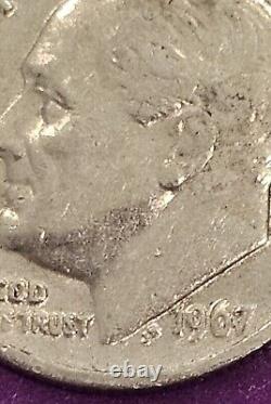 1967 ROOSVELT DIME, No Mint Mark, RIM IN GOD WE TRUST YEAR LIBERTY ERROR