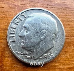 1969 Dime D Mint Mark- Date Errors Off Center Strike