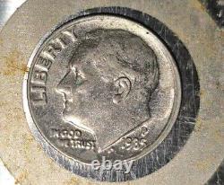 1985p Roosevelt Dime EXTREMELY Off Center