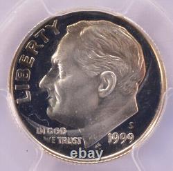 1999-S 10c Silver Proof Roosevelt Dime Heavy Clashed Dies PCGS PR67