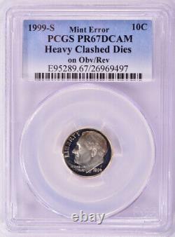 1999-S 10c Silver Proof Roosevelt Dime Heavy Clashed Dies PCGS PR67