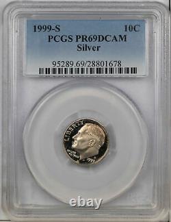 1999-s U. S 10 Cents Roosevelt Dime Pcgs Pr 69 Dcam Silver Proof Gem Bu Unc (mr)