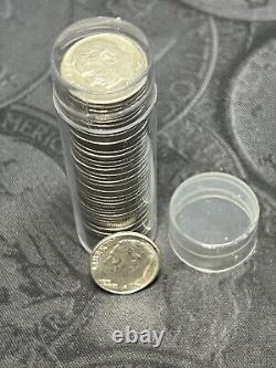 1 Roll of 50 $5 Face Value Full Dates 90% Silver Roosevelt Dimes